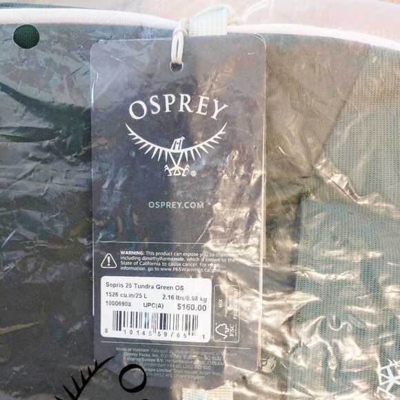 NEW Osprey Sopris 25L Ski & Snowboard Backpack Tundra Green - Picture 8 of 8